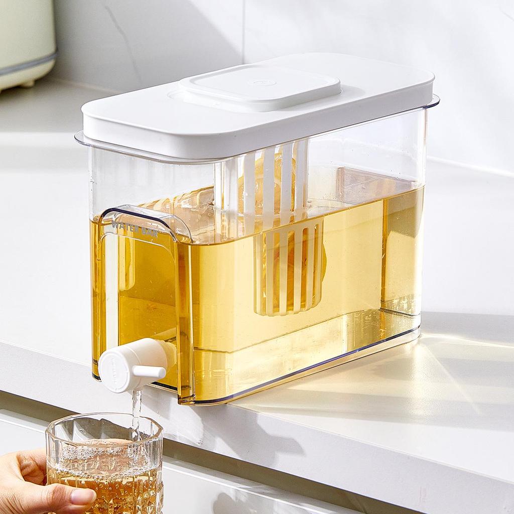 Refrigerator Cold Water Kettle with Faucet - Beverage and Fruit Juice Bucket, Ice Water and Tea Dispenser.