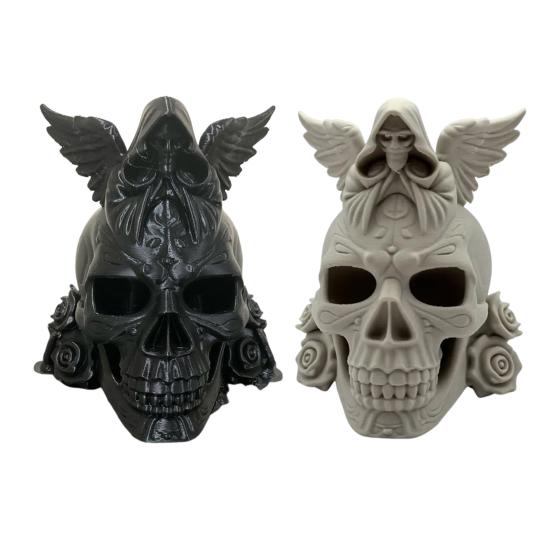 Rose Skull Figurine Demon Angel Wing Skull Statue Sculpture Halloween Holiday Party Home Office Desktop Decoration Ornament