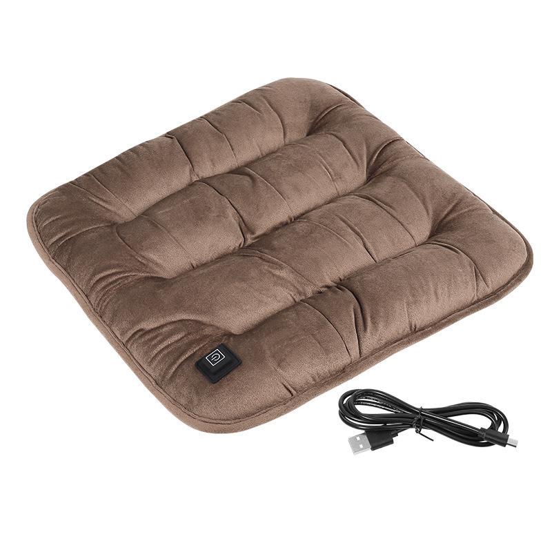 Graphene Heated Plush Car Seat Cushion with USB Connection Default кофейный