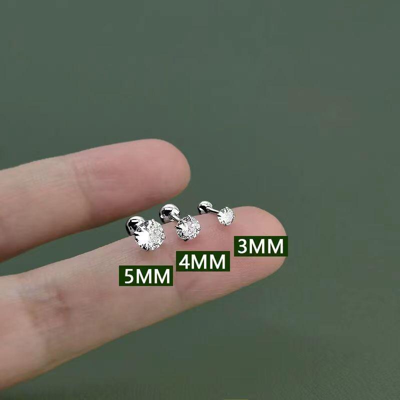 2024 Gold Ear Bone Studs for Women: 925 Silver Needle, Screw Buckle, Sleep-Friendly Piercing Earrings