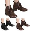 Women's Fashion Soft Leather Beef Tendon Soft Bottom Flat Heel Single Shoes Round Toe Four Leather Lace up Boots for Women