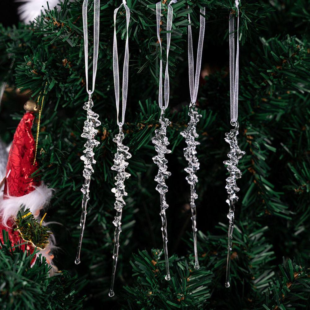 5/12Pcs Acrylic Christmas Hanging Pendants Snow Beads Star Xmas Tree Embellishment  for Christmas