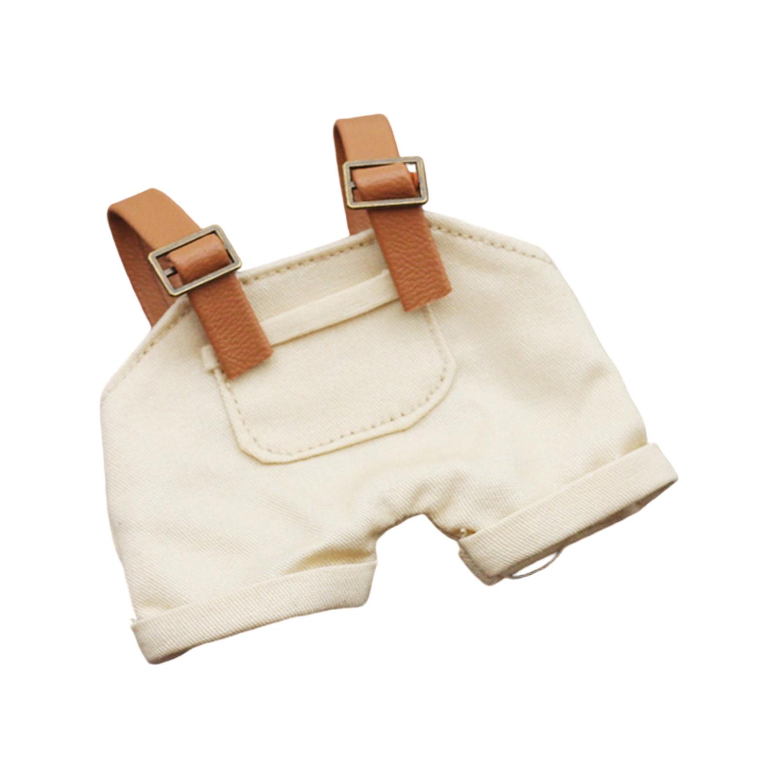 

17Cm Cotton Doll Pocket Overalls For Labubu Figure Doll Plush Doll Soft Fabric Display Dressingup Accessories Outfit бежевий