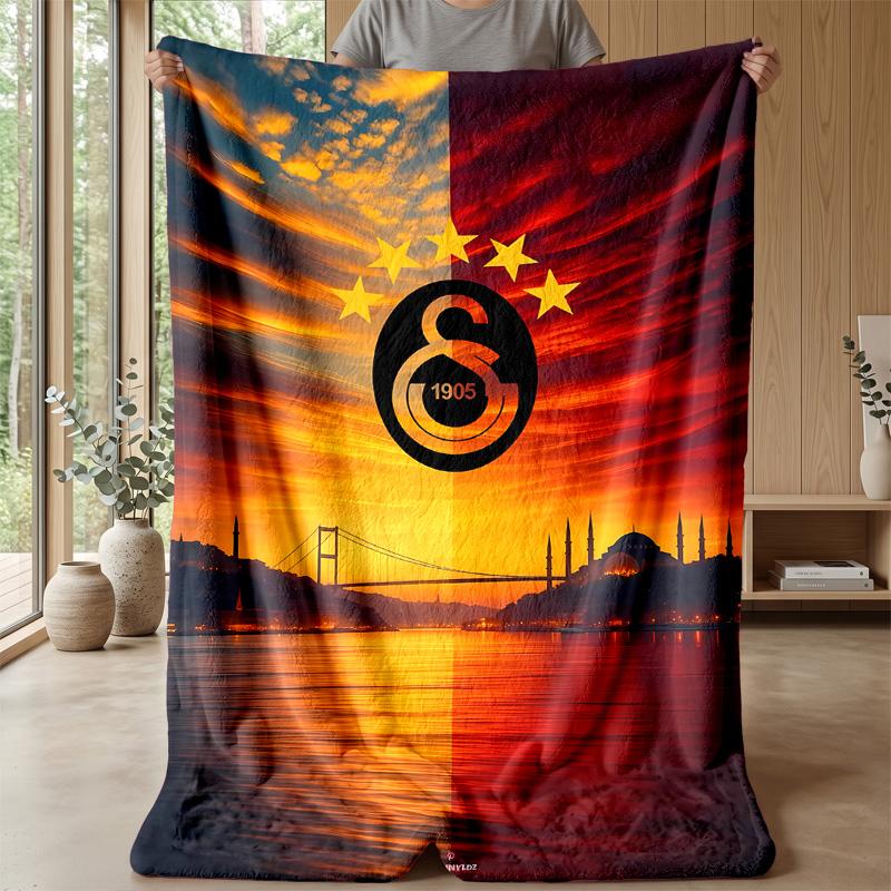 Galatasaray Fußball-Thema Decke Weiche Flanelldecke Plüsch Überwurf Gemütliche Sofa-Bett-Decke für Wohnkultur