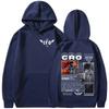 Rapper C.R.O men's hoodie retro fashion hip-hop sweatshirt high-quality casual hoodie streetwear