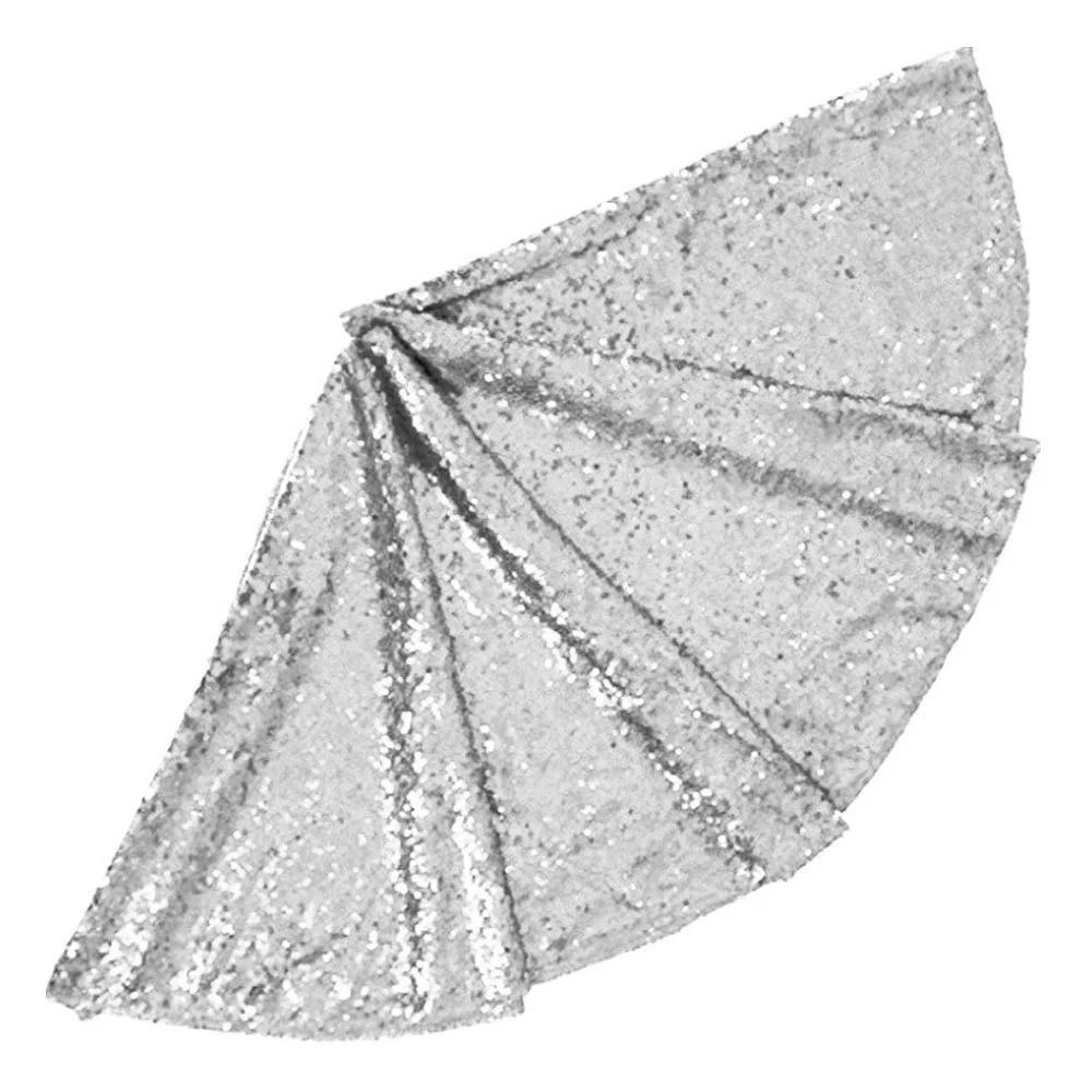 1pc Christmas Golden &Red Tree Skirt Decoration Sequined Christmas Tree Skirt Christmas Tree Decoration Bottom Apron Tree Skirt