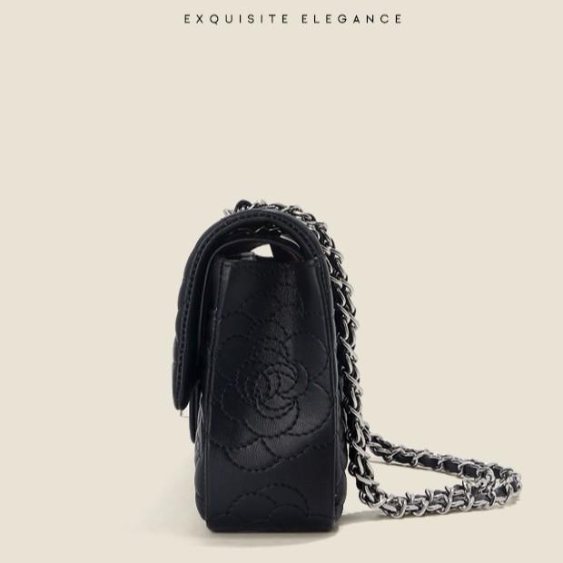 European and American Retro, Camellia Sheepskin Rhombus Chain Women's Bag, New High-end Shoulder Armpit Bag