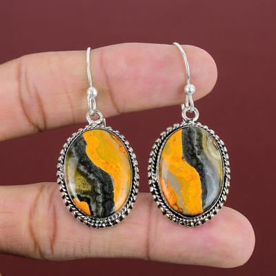 Bumble Bee Jasper Earring 925 Sterling Silver Earrings Gemstone Jewelry Vintage Earring Handmade Earring Birthstone Jewelry Gifts For Women