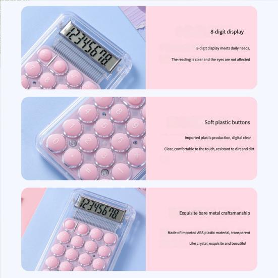 Mini Calculator 8 Digit Display Pocket Size Basic Calculator Battery Powered Electronic Calculator for School Office Home Supplies