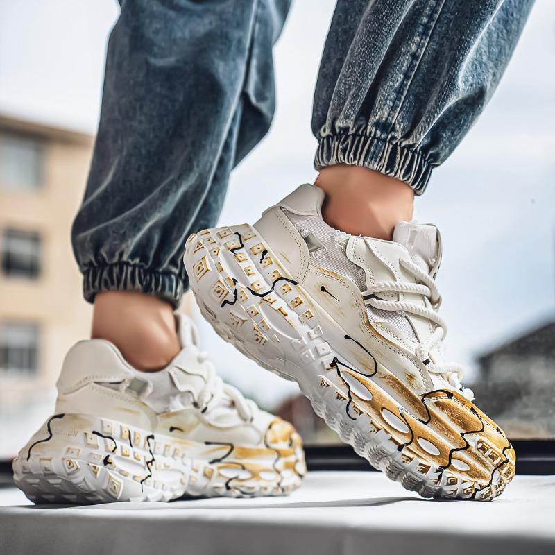 Four Season New Trend Fashionable Casual Style Sports Breathable Thick Sole High Rise Low Top Men's Shoes