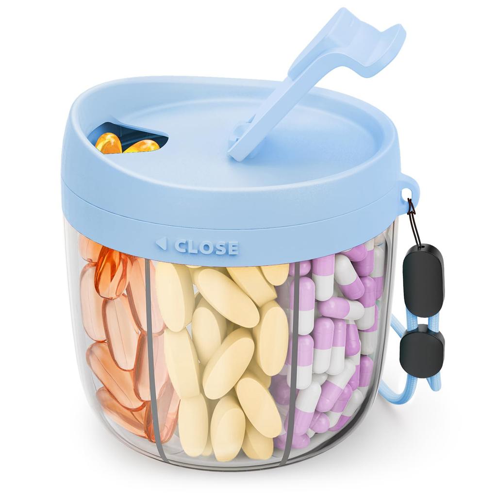 Cute Large Pill Dispenser Storage Container Anti-Mix Moisture-proof Portable Travel Bottle Organizer With Wide Opening Easy Use