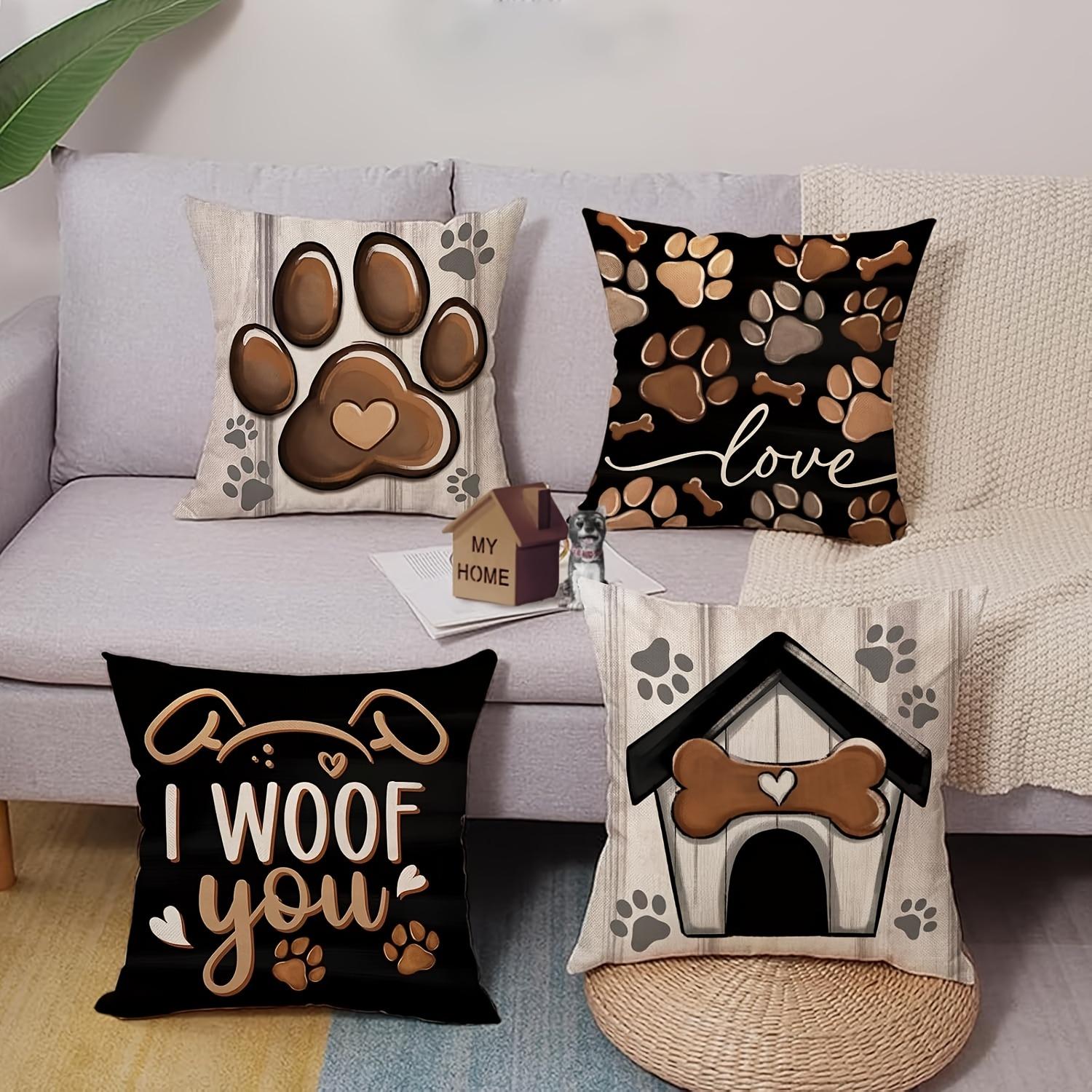 Fine Glasses Unisex 4Pc Dog Paw And Heart Themed Pillowcasesuitable For Sofa Car Bedroom Decorative Cushion Cover Pillow Cover