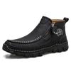 Spot autumn and winter large size hand-stitched microfiber Martin boots casual cotton medium top men's shoes