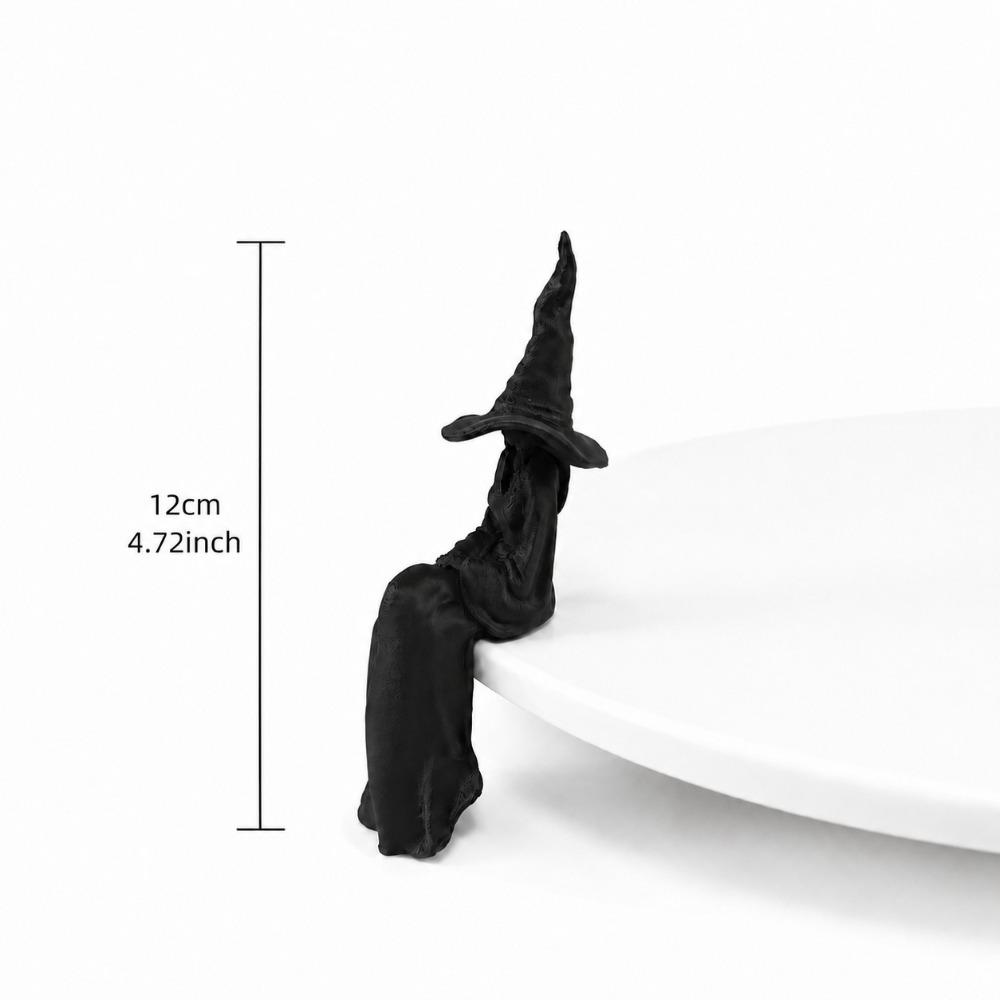 Black Sitting Witch Statue Retro Spooky Bookshelf Ornament Home Decoration