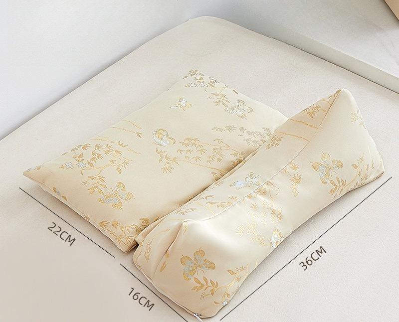 Brocade Buckwheat Hull Cervical Pillow Neck Support Sleeping Traction Pillow Triangular Cylinder Pillow Core for Adults жёлтый