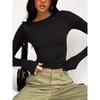round-Neck Long-Sleeved T-shirt Pure Color Casual Round Neck Long Sleeves Basic Silm T-shirt