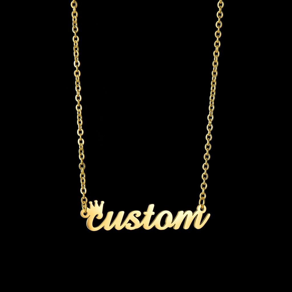 Atoztide Customized Fashion Stainless Steel Name Necklace Personalized Engrave Letter Choker Pendant Nameplate for Women Gift