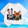 Nowy szalony wzór Disneya Zootopia Print Wszechstronny Swobodny Letni Dziecięcy Krótki Rękaw Czysta Bawełna Okrągły Dekolt Luźny Top