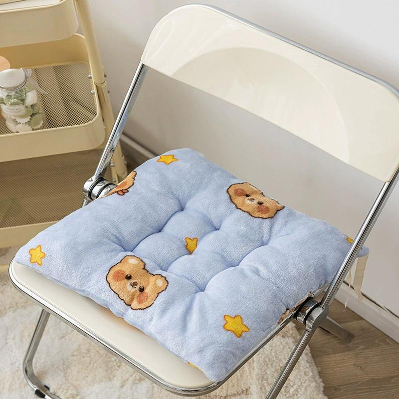 1PC Plush Thickened Chair Pad 40x40cm Square Non-slip Seat Cushion for Home&Office Butt Pad Back Cushion