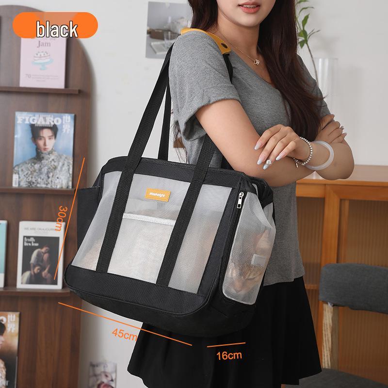 Przenośna torba-transporter dla kota i małego psa - Zimowa podróż, na ramię i do ręki, Duża pojemność z siatką.