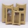 DIY Blank Paper Gift Box .Mutli Size Pillow Gift Box with Clear Pvc Window,kraft/white/black Paper Window Box for Gift 10pcs
