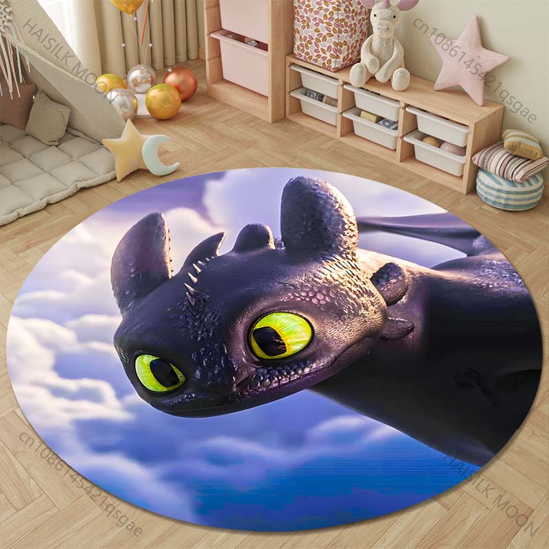 Multiple Sizes How T0 Train Your D-Dragon Print Round Rugs Carpet for Living Room Bedroom Kids Room Bath Chair Mat Home Decor