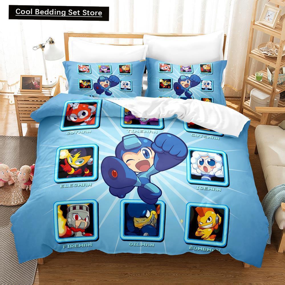 Mega Man X Dive Bedding Set Single Twin Full Queen King Size Bed Set Adult Kid Bedroom Duvet Cover Sets 3D Anime Bed Sheet Set