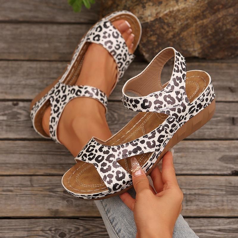 New Women's Wedge Chunky Sole One Strap Open Toe Velcro Beach Slide Sandals