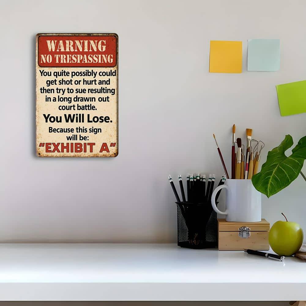 “No Trespassing” 8x12in Vintage Aluminum Warning Sign