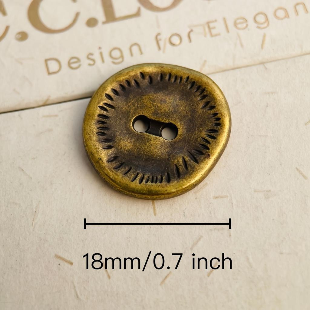 [Vintage Sewing Buttons] 10pcs Bronze & Silvery Vintage Metal Sewing Buttons |18mm Handmade Ancient Coin Design for Clothing, Hair Accessories