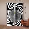 2Pcs Black And White Spiral Vortex Curtain Futuristic Pipeline Tube Endless Tunnel Striped Swirl Window Drapes All Season Charm