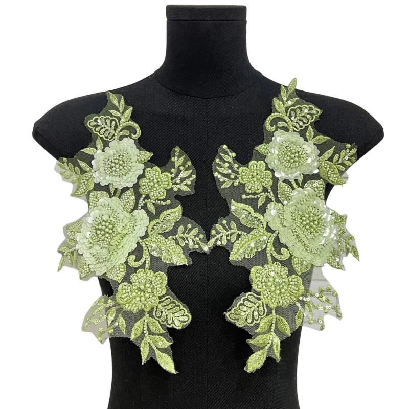 Sewing On Iron On Flower Patches with Sequins Embroidery for Easy Crafting Projects Polyester