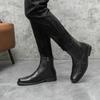 High Quality Casual Leather Boots Men Western Cowboy Leather Shoes Male Fashion Men's High Top British Outdoor Boots Shoes Male