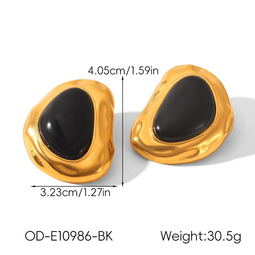 Retro Edelstahl 18k Gold Ohrringe: Nicht verblassende Titan-Ohrstecker, INS-Stil Leichter Luxusschmuck für Frauen