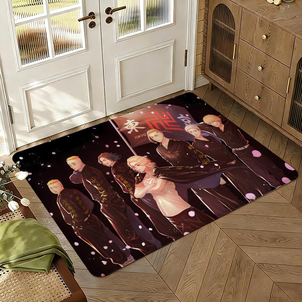 Classic Anime T-Tokyo R-Revengers Floor Mat Soft Thickened Absorbent Non-Slip Bedroom Living Room Door Mat Home Flannel Rugs
