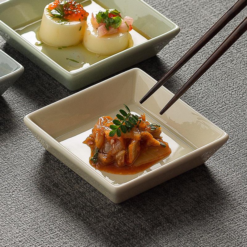 New Square Plate Ceramic Seasoning Dish Household Soy Sauce Wasabi Dish Chili Dipping Sauce Plate Japanese Snack Pickle Plate