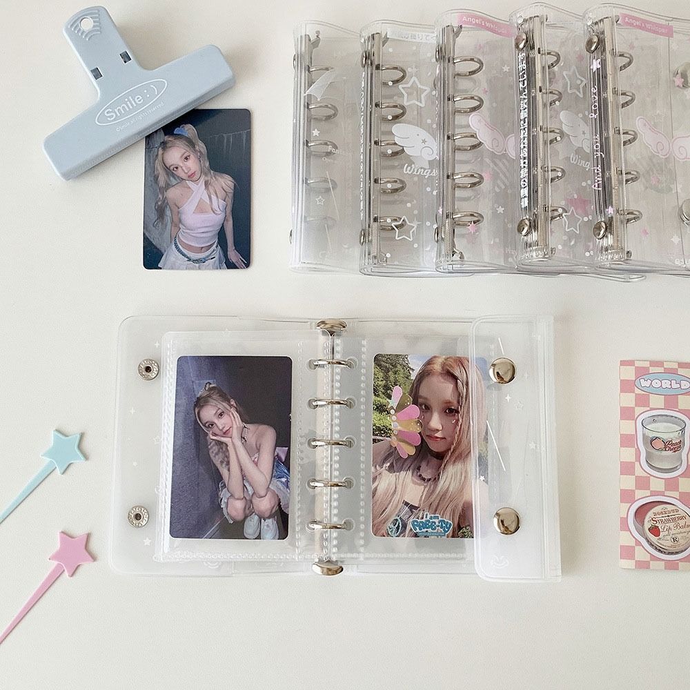 Angel Wings Patterns Loose-leaf Cover Transparent Photo Album Multi-functional Postcards Binder