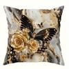 Schwarz und Gold Rose Schmetterling Luxus Kissenbezug Schlafzimmer Wohnzimmer Sofa Heimdekor Polyester Kissenbezug mit Reißverschluss