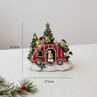 Lighted Christmas Figurine Xmas Decor Collection Resin Tabletop Ornament Gift for Desk