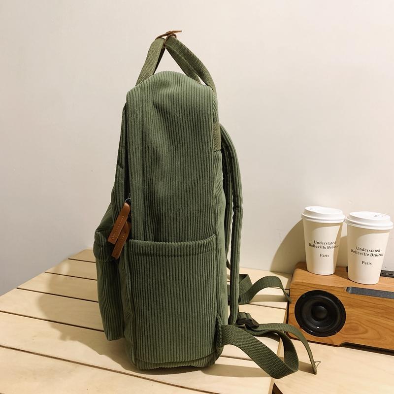 Corduroy Women Backpack Schoolbag Schoolgirl Travel Backpack