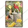 Welcome Poster Metal Plate Vintage Pumpkin Sunflower Bird Metal Tin Signs Wall Decor Garden Door Cafe Party