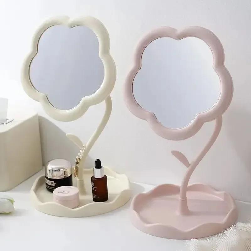Floral Office Mirror, Dormitory Creative Decoration, Makeup Dressing Mirror, High-end Style, Bedroom Home Decoration
