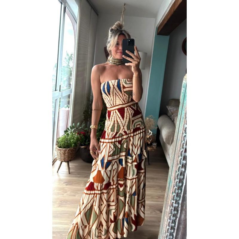 Summer Women's Retro Bohemian-style Printed Halter Dress