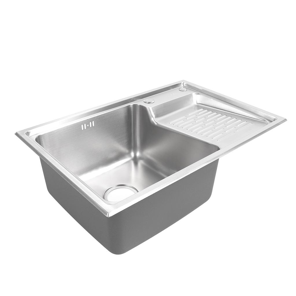 Top Mount Sink 304 Stainless Steel Drop In Sink Single Bowl Basin with Washboard Laundry Utility