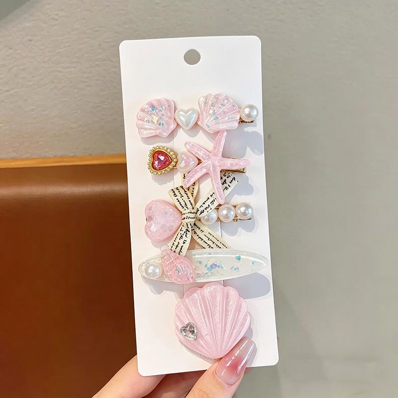 Pink 50-Piece Cute Hair Clip Set: Sweet Girly Japanese Cartoon Bangs Accessories
