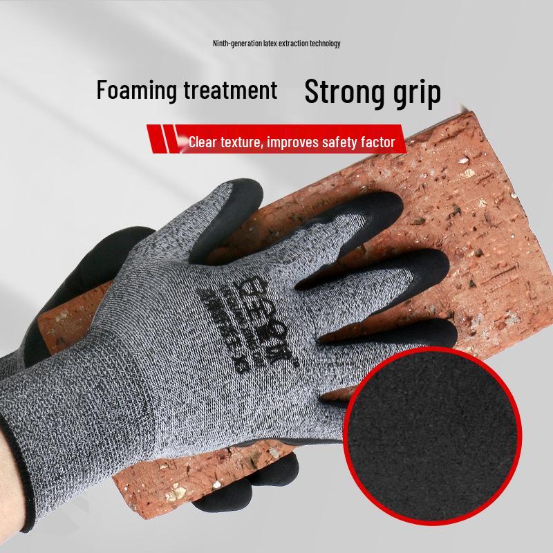 Foam Non-Slip Wear-Resistant Breathable Latex Work Gloves with Adhesive Rubber Skin