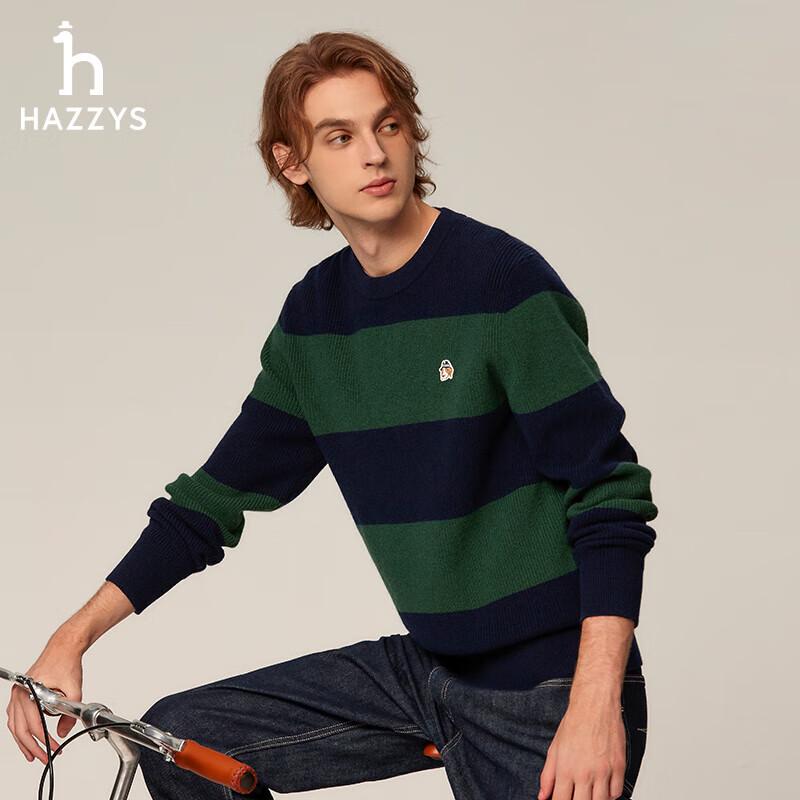 

HAZZYS Men s Contrast Stripe Wool Sweater 175/96A48