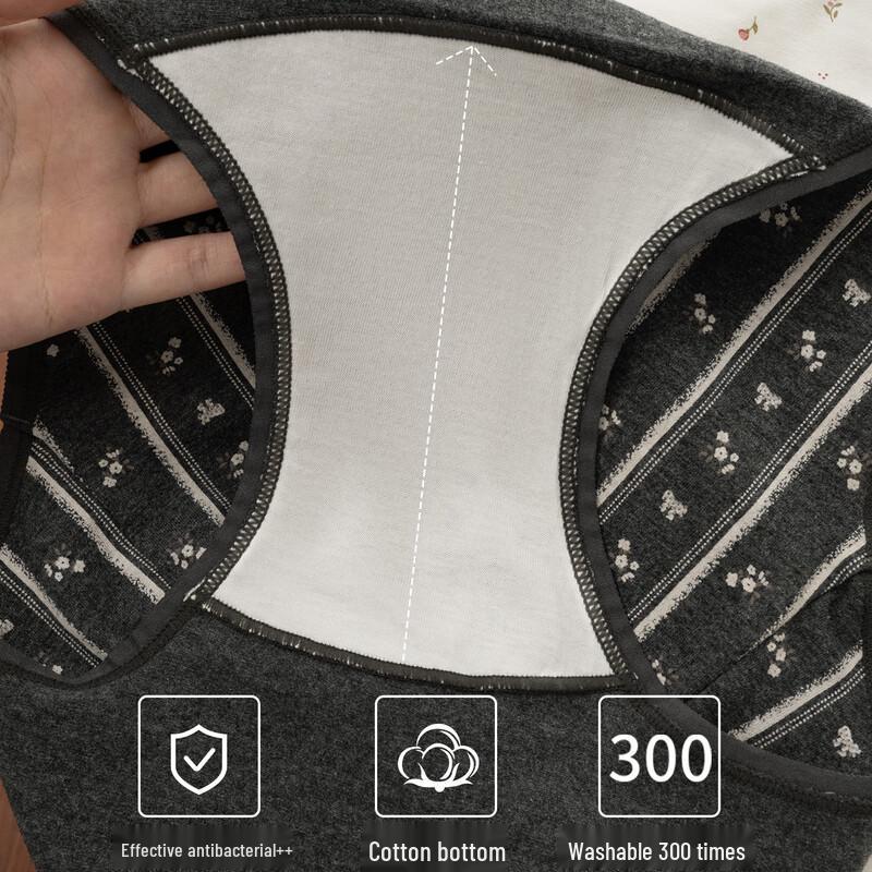 Women's Pure Cotton Antibacterial Floral Mid-Waist Briefs Multi-Pack