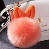 Niedlicher, flauschiger Kaninchenohr-Pelzknäuel-Schlüsselanhänger, Ringe, Anhänger, schöner Pompom, künstlicher Kaninchenfell-Schlüsselanhänger
