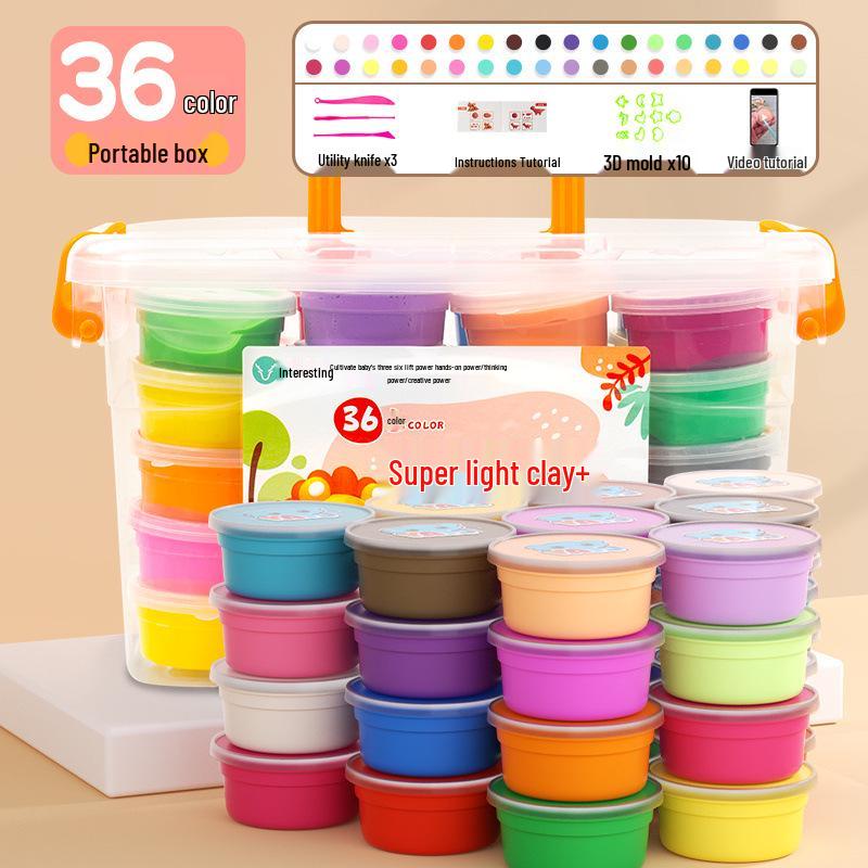 Super Light Non-Toxic Odorless Clay for Kids - 24 Colors